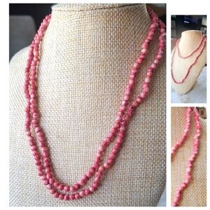 Set of 2Long beaded  semiprecious  stone necklace